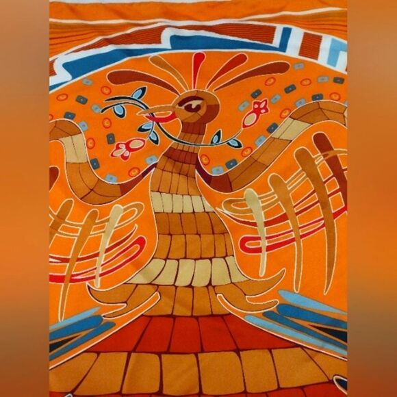 Native Aboriginal Art Silk Scarf Rolled Hem - Picture 6 of 14